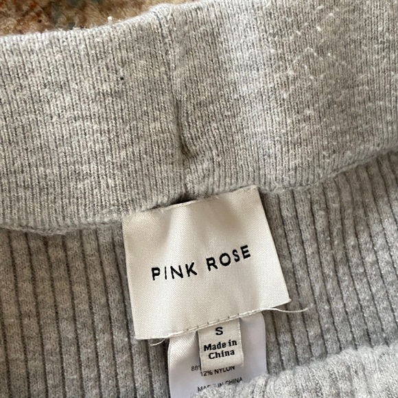 Pink Rose Gray Ribbed Pajama Set - Picture 3 of 4